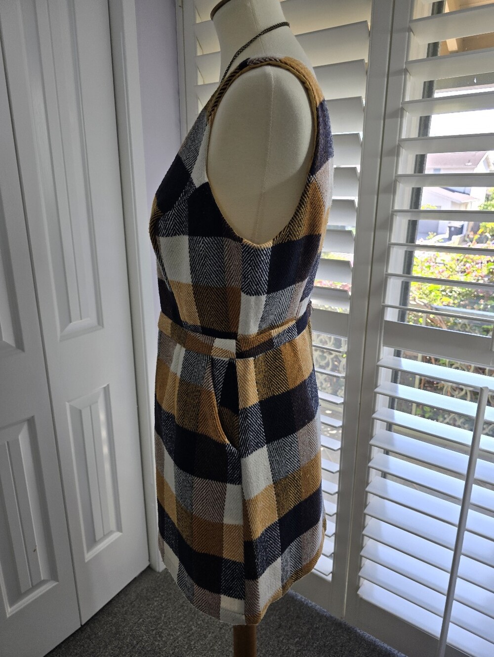 Lulu's Forever Classic Orange Multi Plaid Sleeveless Mini Dress - Picture 6 of 12